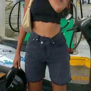 Princess Polly Exclusive Eliana High Waist‎ Asymmetric Black Shorts Women Size 2